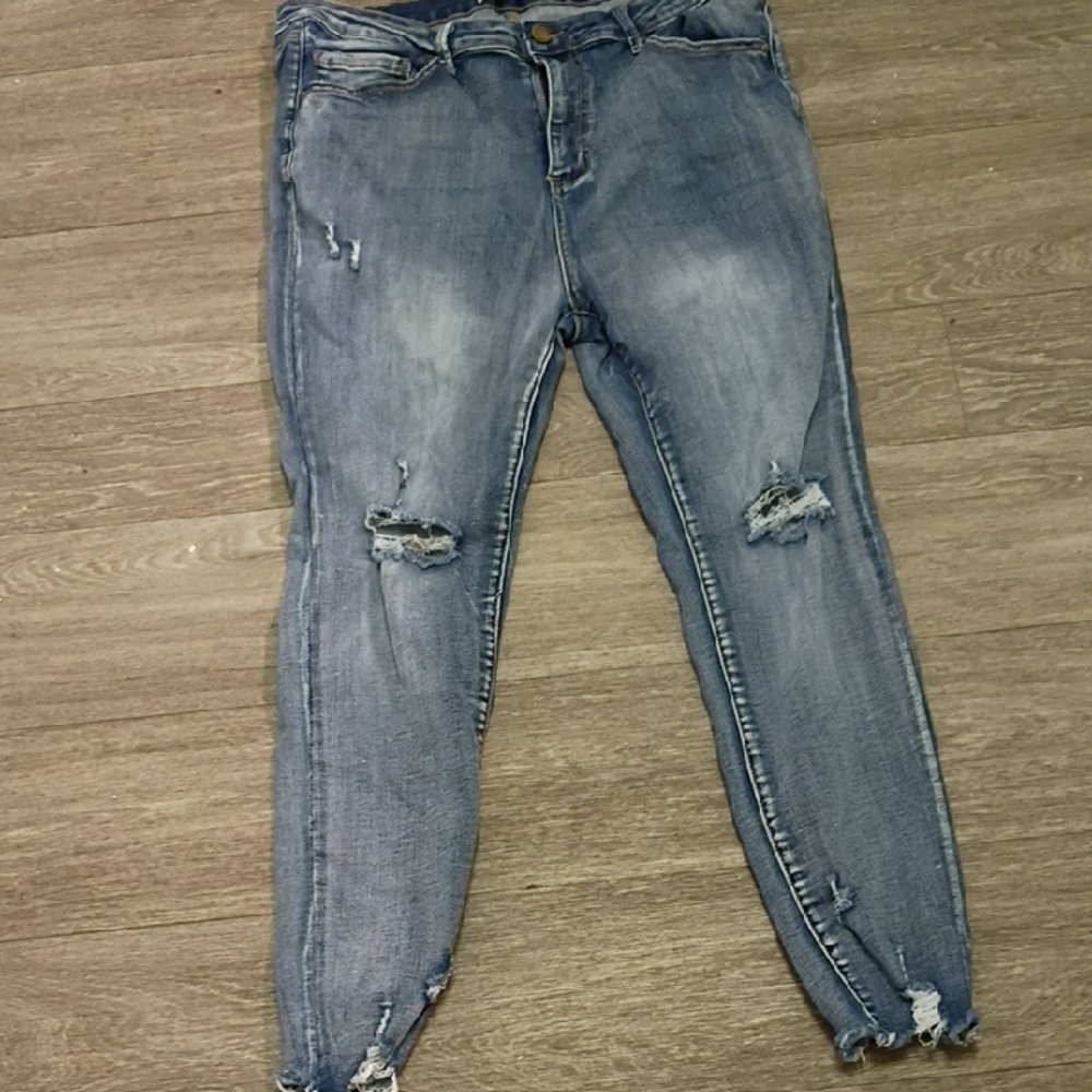 Distressed Blue Jeans
